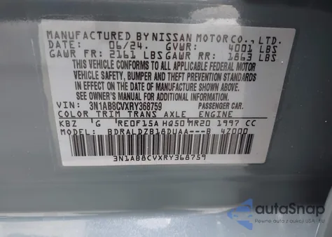 2024 Nissan Sentra Sv Xtronic Cvt из США, поврежденный, VIN 3N1AB8CVXRY368759